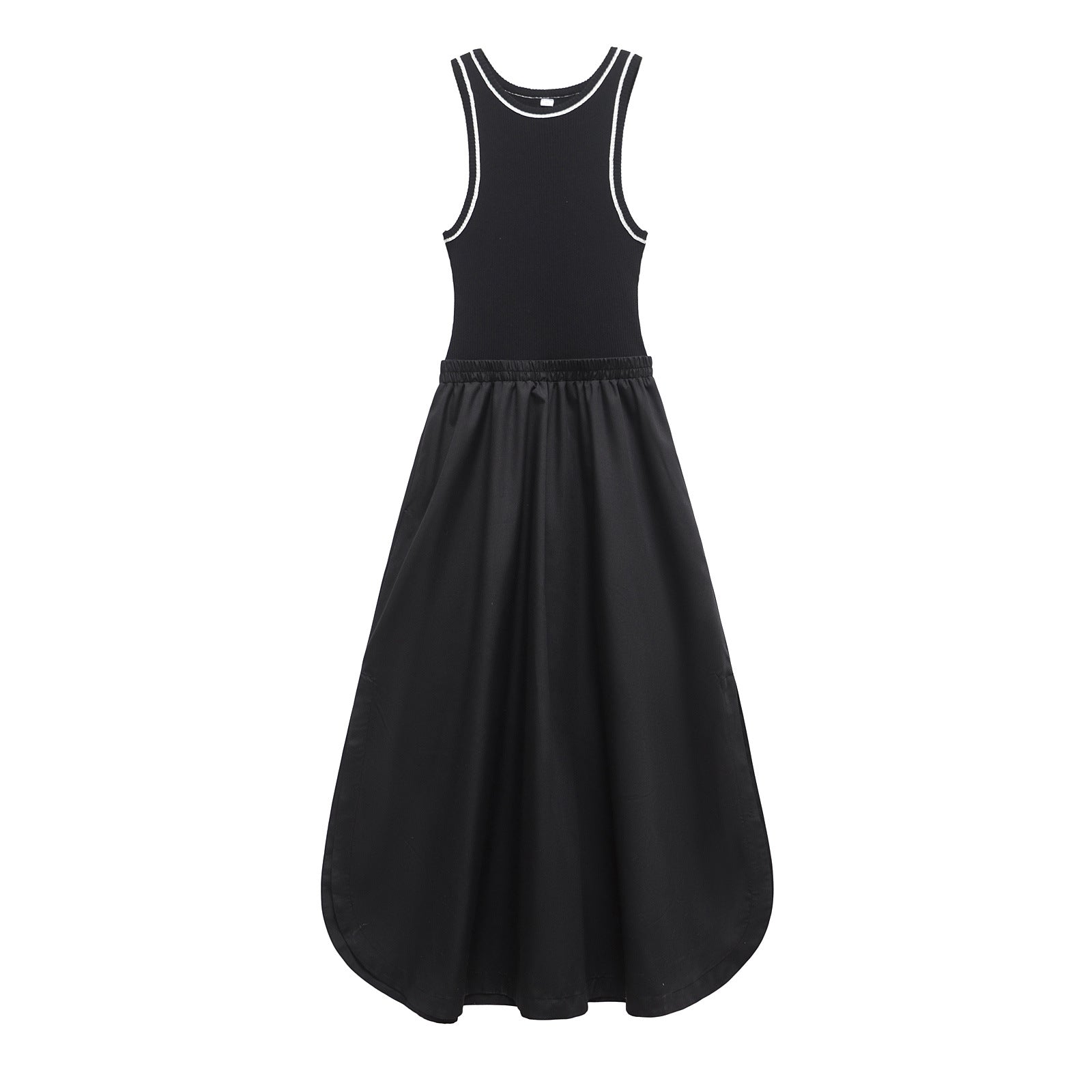 Striped patchwork round neck sleeveless dress for women