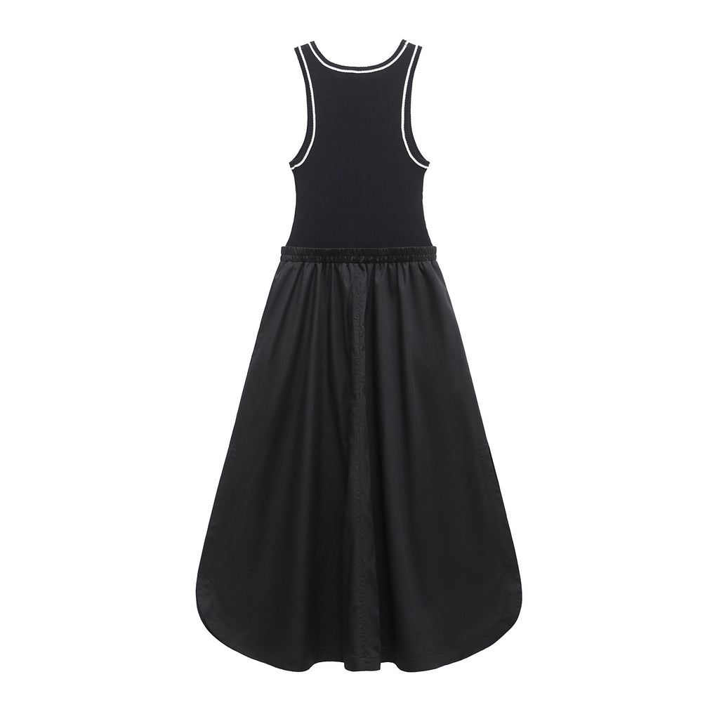 Striped patchwork round neck sleeveless dress for women