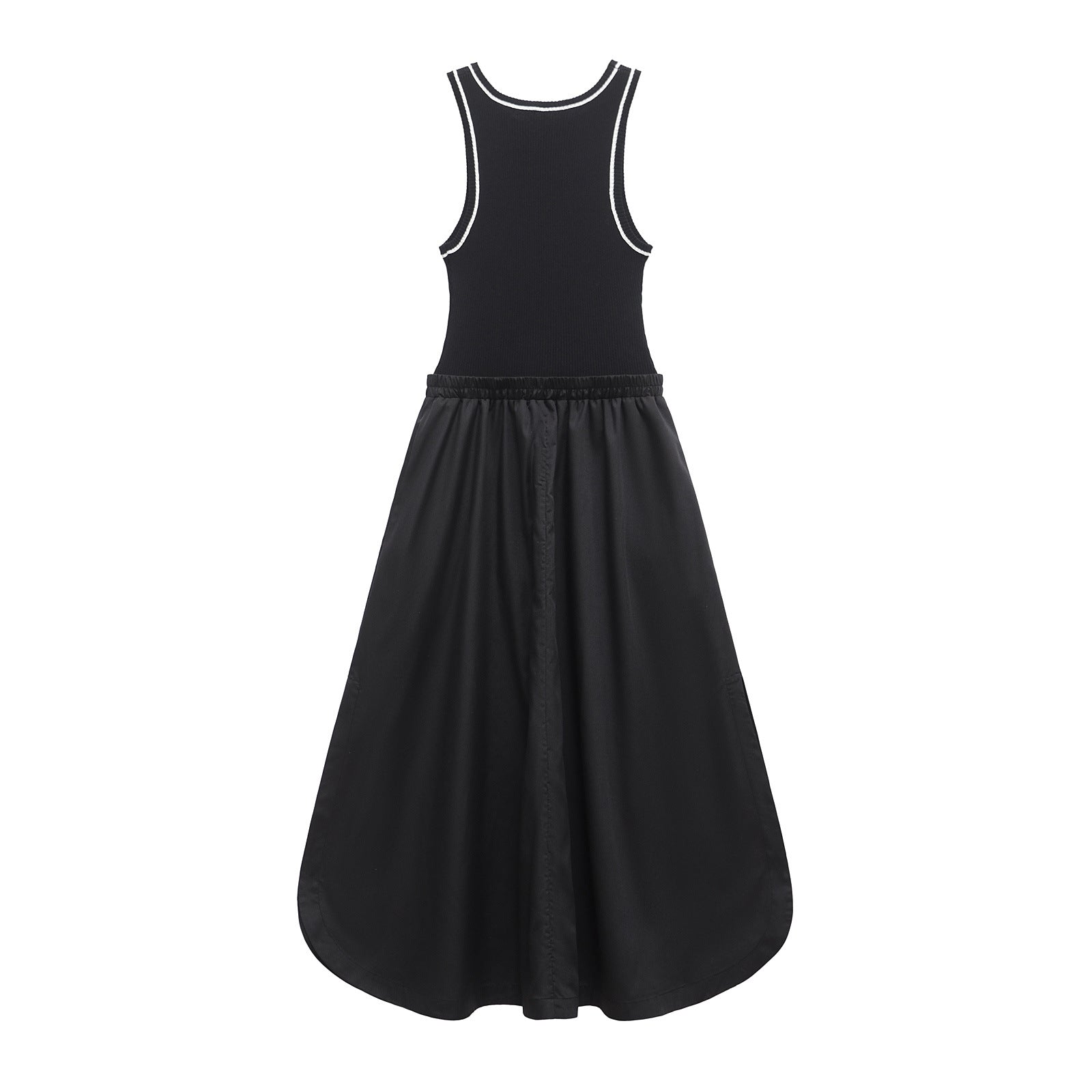 Striped patchwork round neck sleeveless dress for women