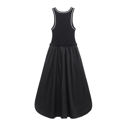 Striped patchwork round neck sleeveless dress for women