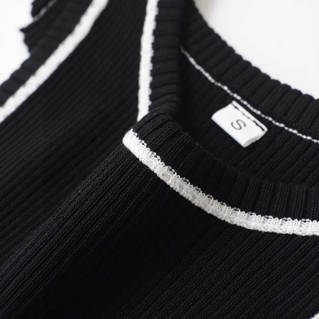 Striped patchwork round neck sleeveless dress for women