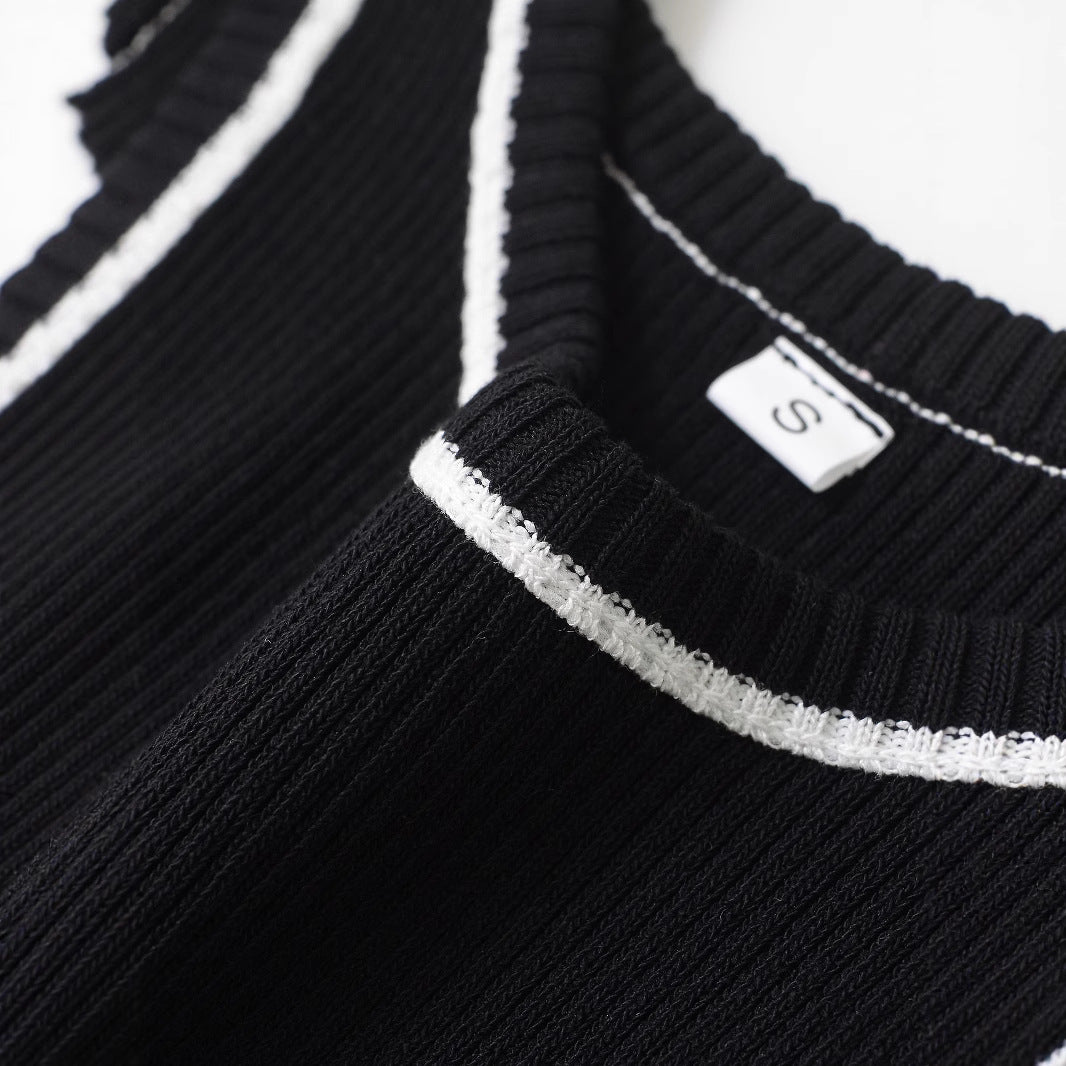 Striped patchwork round neck sleeveless dress for women